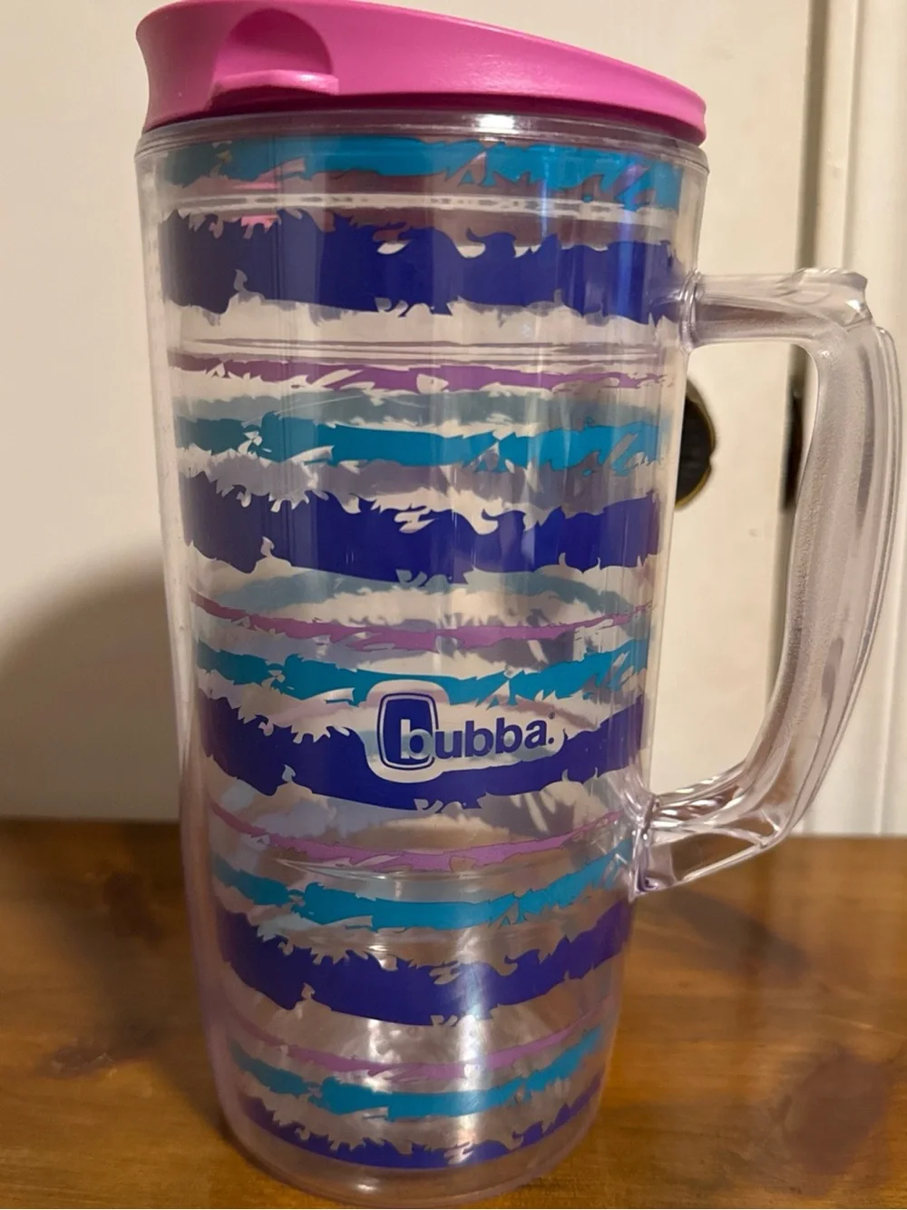 Pink Lid Striped Travel Mug – Double-Wall Insulated Handle Cup bubba 48 oz